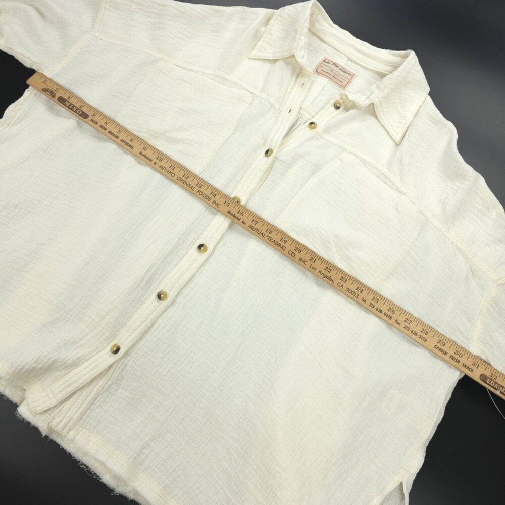 NEW Free People Cardiff Top Gauze Button Down Beachy Boho Lagenlook VSCO Minimal - Picture 3 of 14